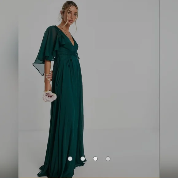 ASOS DESIGN Bridesmaid ruched bodice drape maxi dress NWT 12T - Picture 4 of 6